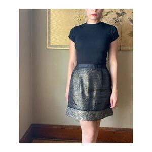 8 Ann Taylor Loft Sparkle Black Gold Mini Skirt